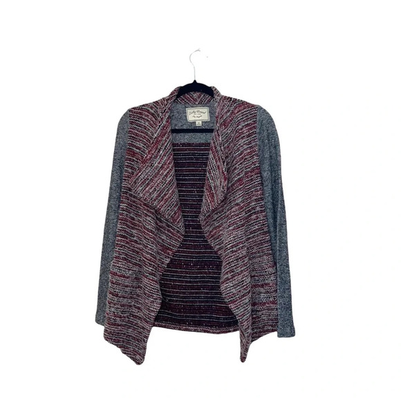 Lucky Brand Red & Gray Marled Knit Open Front Waterfall Cardigan Xsmall Women’s - Picture 13 of 13